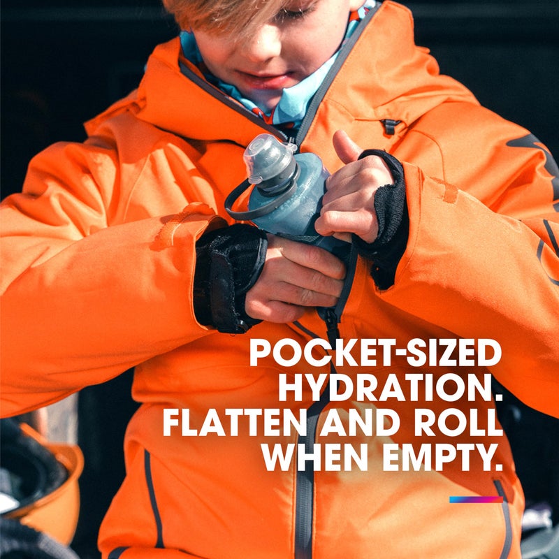 HydraPak Stow Collapsible Water Bottle - 350ml - Ultralight, Leak-Proof, BPA-Free, Filter Compatible Travel & Hiking Flask - MTN Mammoth Grey - Image 4